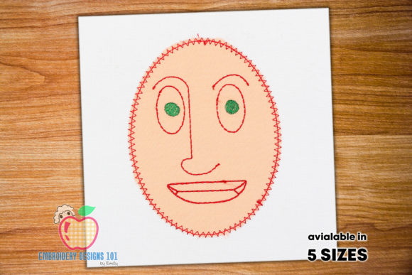 A Person’s Head Applique for Real-World Embroidery Projects