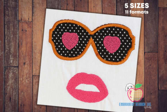 Love Sunglasses with Female Lips Embroidery for Apparel