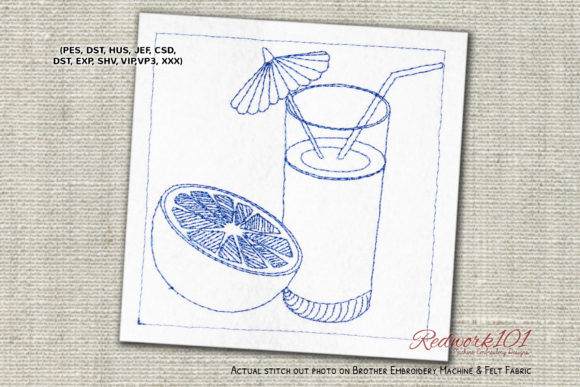 Pinacolada Cocktail Redwork Embroidery Design Review