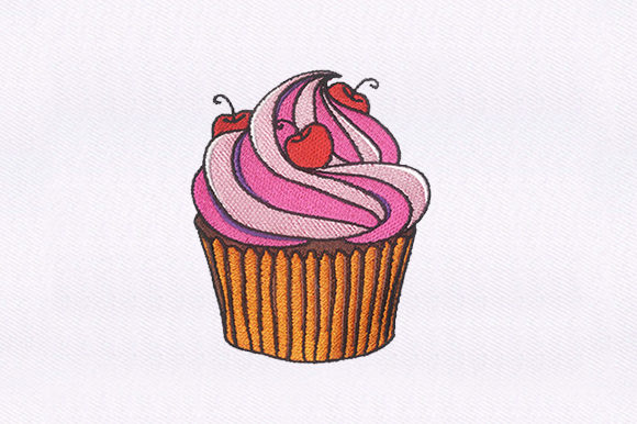 Pink Cupcake Embroidery for Boutique Sweatshirts