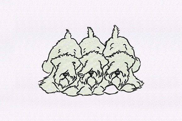 Triplets Shaggy Dogs: A Whimsical Embroidery Gift Design